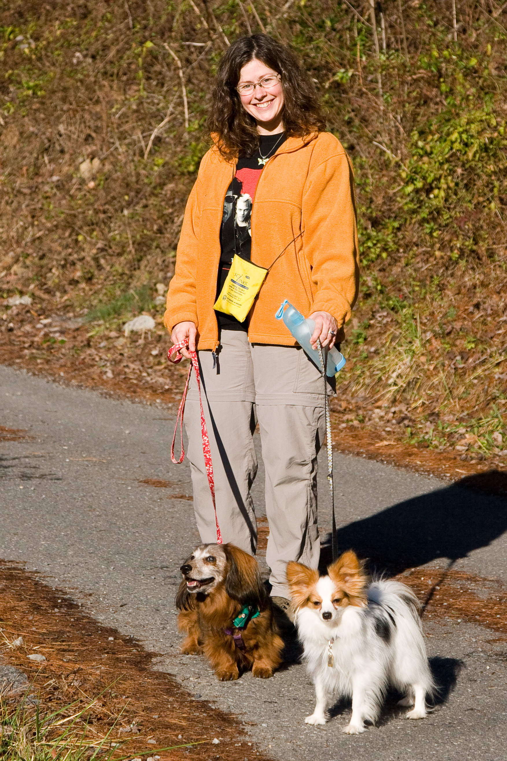 Beth walks Chance and Geronimo